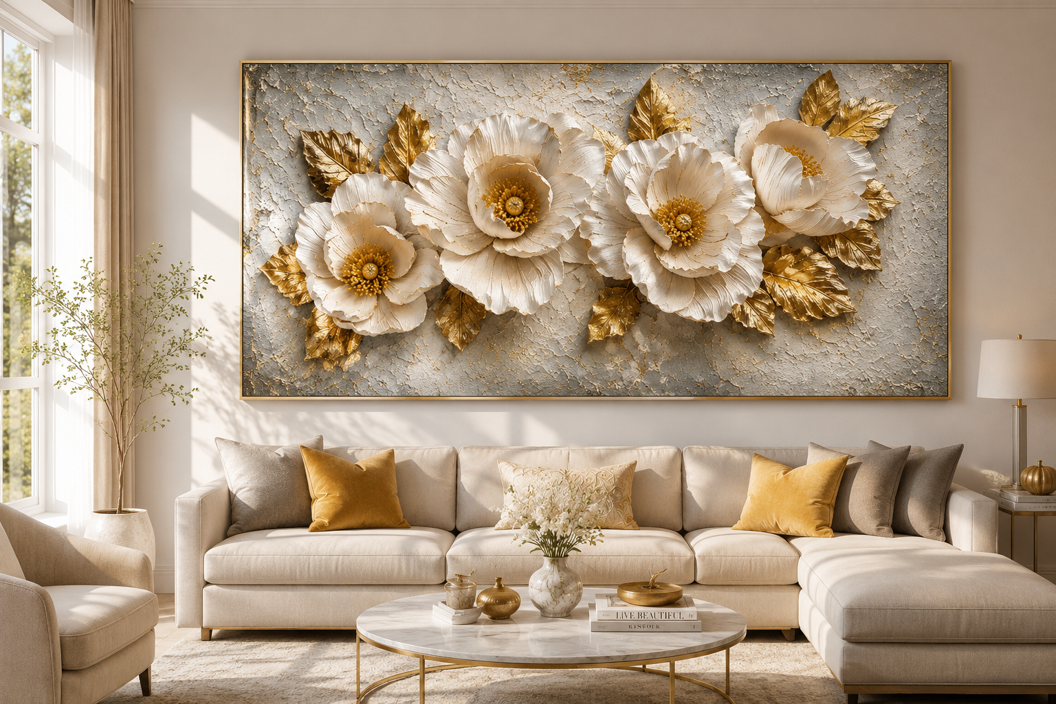 Flores Dorads en Blanco